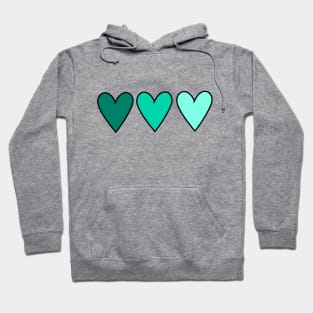 Beautiful teal blue ombre hearts Hoodie